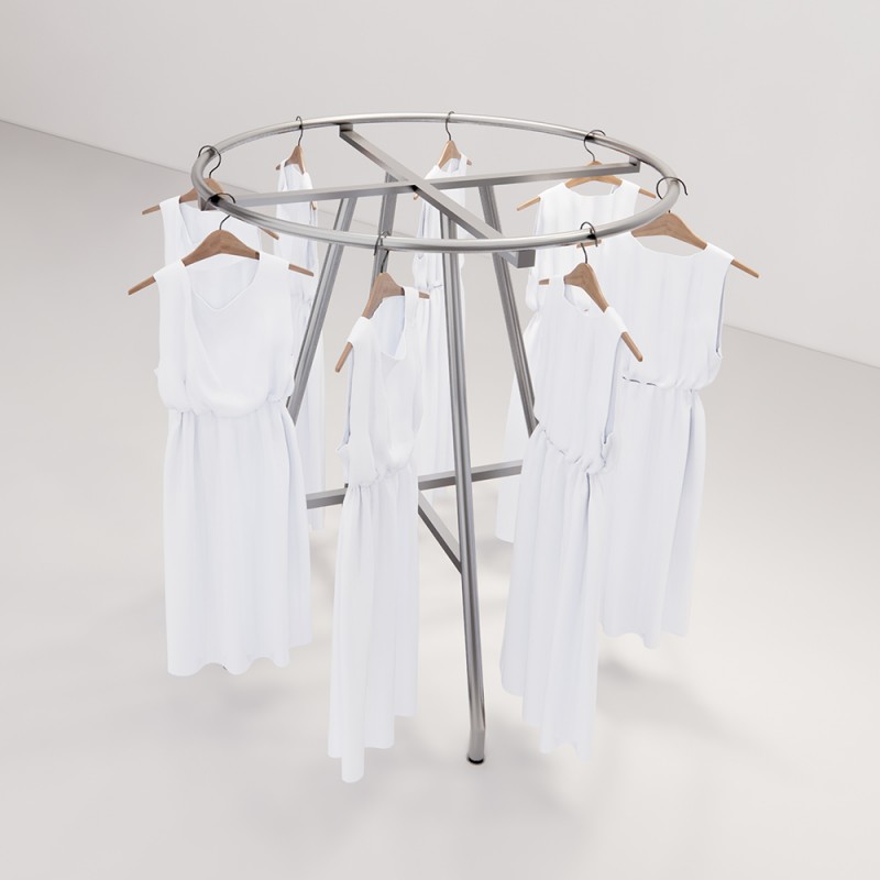 Round Clothes Rack Foldable Adjustable Chrome Round Clothing Rack manufacturer - iYubo
